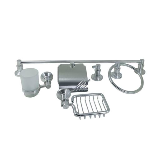 5 Pcs accessoires de salle de bain argent Ensembles d'accessoires de salle de bain