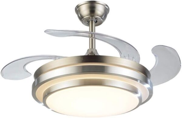 Ventilateur de Plafond D'éclairage, Bobine Tout Cuivre, Design Silencieux, 5 Pales, Gradation Tricolore, avec Lampe, Télécommande sans FI, Kit D'éclairage.