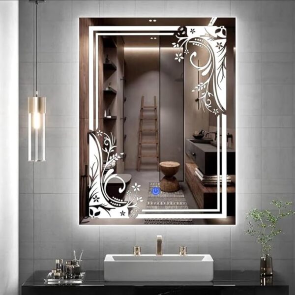 Miroir lumineux LED MA20 pour mur, salle de bain, chambre, salon, salle de maquillage, miroir mural lumineux 3 en 1 (45 x 61 cm)