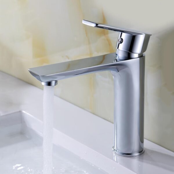 Robinet Salle De Bain,Robinet Vasque Salle De Bain,Robinet Pour Vasque à Poser,Robinet Lave Main,Tout En Cuivre Monocommande Monotrou Eau Chaude Et Froide,chrome