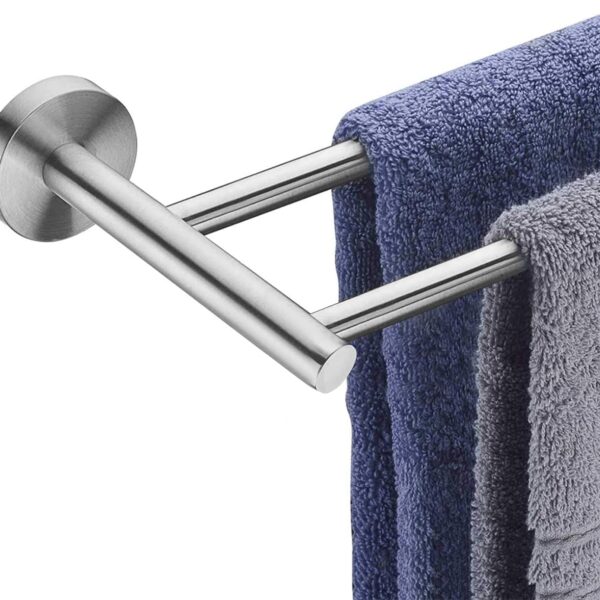 Porte-Serviettes Double, Étagère Serviette Multi-Fonction Acier Inoxydable Poli 2 Barres Murale Support De Serviette, Porte Serviette pour Salle De Bains Ou Cuisine 90cm (EN GROS DE 100 PIECES)