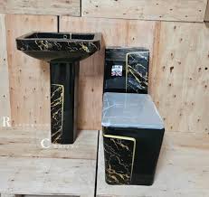 Chaise anglaise & Lavabo monobloc NOIR DOREE